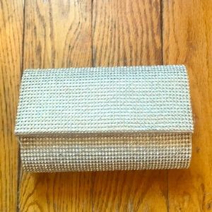 Silver crystal clutch